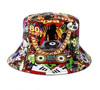 WHJYCC Reversible Graffiti Bucket Hat with UV Protection - Foldable Wide Brim Sun Hat, Lightweight Breathable Unisex Adult Travel Cap for Women Men
