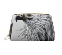 WHJYCC Sketching an eagle Cosmetic Bag, Large Waterproof Leather Cosmetic Bag, Portable Toiletry Bag for Women with Zipper, Travel Essentials, White, One Size