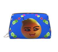 WHJYCC Smiley Yellow Pear Cosmetic Bag, Large Waterproof Leather Cosmetic Bag, Portable Toiletry Bag for Women with Zipper, Travel Essentials, White, One Size