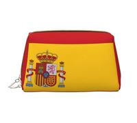 WHJYCC Spanish flag Cosmetic Bag, Large Waterproof Leather Cosmetic Bag, Portable Toiletry Bag for Women with Zipper, Travel Essentials, White, One Size