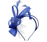 WHJYCC Tea Party Fascinator Headband for Women - Feather Satin Ribbon Wedding Hat with Soft Tulle, Lightweight Headpiece for Wedding Guests, Derby, Cocktail, Garden Party, Horse Racing Wear, Fit