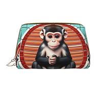 WHJYCC The silent monkey Cosmetic Bag, Large Waterproof Leather Cosmetic Bag, Portable Toiletry Bag for Women with Zipper, Travel Essentials, White, One Size