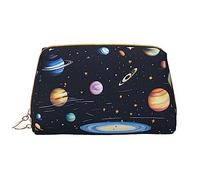 WHJYCC The Solar Family Cosmetic Bag, Large Waterproof Leather Cosmetic Bag, Portable Toiletry Bag for Women with Zipper, Travel Essentials, White, One Size
