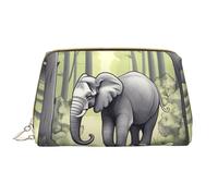 WHJYCC Walking elephant Cosmetic Bag, Large Waterproof Leather Cosmetic Bag, Portable Toiletry Bag for Women with Zipper, Travel Essentials, White, One Size