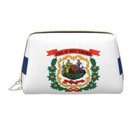 WHJYCC West Virginia Flag Cosmetic Bag, Large Waterproof Leather Cosmetic Bag, Portable Toiletry Bag for Women with Zipper, Travel Essentials, White, One Size