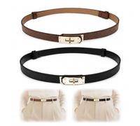 WHJYCC Women's Skinny Faux Leather Belt with Adjustable Turn-Lock Buckle for Dresses, Jeans & Coats - Double-Layer Construction Hole-Free Sliding Mechanism Buckle Comfortable