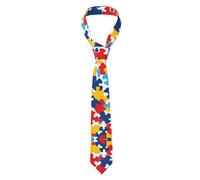 WHJYYXDE autism awareness puzzle pieces heart Printing Men's Necktie Silk Good vertical sense Suitable for daily business gatherings, Black, One Size