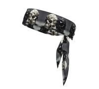 WHJYYXDE Black and White Skulls Printing Sports Head Tie for Men & Women Moisture Wicking Athletic for Gym,Yoga, Football