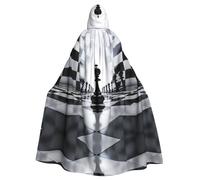 WHJYYXDE Black White Chess Checkerboard Pattern Quality Halloween hooded cape Hooded Cloak Suitable for cosplay costumes
