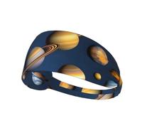 WHJYYXDE Elastic Exercise Headband - Soft, Breathable, and Quick-Drying Athletic Hairband for Men, Women Solar System Planets Printed