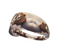 WHJYYXDE Elastic Exercise Headband - Soft, Breathable, and Quick-Drying Athletic Hairband for Men, Women Lamb with A Lion On The Clouds Printing