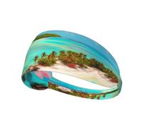 WHJYYXDE Elastic Exercise Headband - Soft, Breathable, and Quick-Drying Athletic Hairband for Men, Women Caribbean Scenery Printed