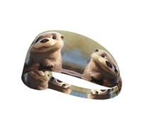 WHJYYXDE Elastic Exercise Headband - Soft, Breathable, and Quick-Drying Athletic Hairband for Men, Women Cartoon Otter Printing