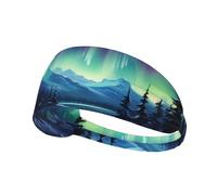 WHJYYXDE Elastic Exercise Headband - Soft, Breathable, and Quick-Drying Athletic Hairband for Men, Women Northern Lights Painting Pattern