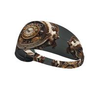 WHJYYXDE Elastic Exercise Headband - Soft, Breathable, and Quick-Drying Athletic Hairband for Men, Women Steampunk Clock Printing