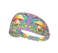 WHJYYXDE Elastic Exercise Headband - Soft, Breathable, and Quick-Drying Athletic Hairband for Men, Women Fantasy Dream Mushroom Pattern