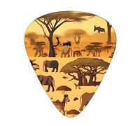 WHJYYXDE Guitar Picks 12 Pieces - Comfortable Hand Feel, Smooth Edges, Wear-Resistant ABS Material African grassland animals Printing