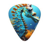 WHJYYXDE Guitar Picks 12 Pieces - Comfortable Hand Feel, Smooth Edges, Wear-Resistant ABS Material Blue Seahorse Printing