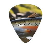WHJYYXDE Guitar Picks 12 Pieces - Comfortable Hand Feel, Smooth Edges, Wear-Resistant ABS Material Brook Trout Fly Fishing Printed