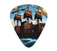 WHJYYXDE Guitar Picks 12 Pieces - Comfortable Hand Feel, Smooth Edges, Wear-Resistant ABS Material Cartoon pirate ship Prints