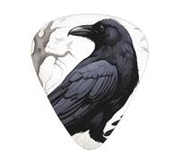 WHJYYXDE Guitar Picks 12 Pieces - Comfortable Hand Feel, Smooth Edges, Wear-Resistant ABS Material Cartoon black Ravens Printing