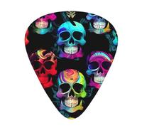 WHJYYXDE Guitar Picks 12 Pieces - Comfortable Hand Feel, Smooth Edges, Wear-Resistant ABS Material Colored skull Printed