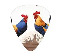 WHJYYXDE Guitar Picks 12 Pieces - Comfortable Hand Feel, Smooth Edges, Wear-Resistant ABS Material French Roosters Prints