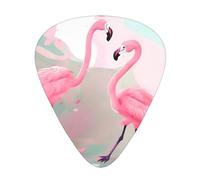WHJYYXDE Guitar Picks 12 Pieces - Comfortable Hand Feel, Smooth Edges, Wear-Resistant ABS Material Love Flamingo Printing