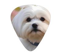 WHJYYXDE Guitar Picks 12 Pieces - Comfortable Hand Feel, Smooth Edges, Wear-Resistant ABS Material Lovely Maltese Dog Prints