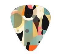 WHJYYXDE Guitar Picks 12 Pieces - Comfortable Hand Feel, Smooth Edges, Wear-Resistant ABS Material Mid-Century Modern Art Cat Pattern