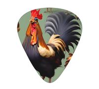 WHJYYXDE Guitar Picks 12 Pieces - Comfortable Hand Feel, Smooth Edges, Wear-Resistant ABS Material Rooster and Chicken Pattern