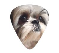 WHJYYXDE Guitar Picks 12 Pieces - Comfortable Hand Feel, Smooth Edges, Wear-Resistant ABS Material Shih Tzu Dog Prints