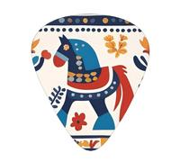 WHJYYXDE Guitar Picks 12 Pieces - Comfortable Hand Feel, Smooth Edges, Wear-Resistant ABS Material Swedish Dala Horse Folk Prints
