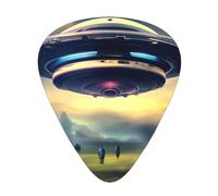 WHJYYXDE Guitar Picks 12 Pieces - Comfortable Hand Feel, Smooth Edges, Wear-Resistant ABS Material UFO landing Prints