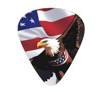 WHJYYXDE Guitar Picks 12 Pieces - Comfortable Hand Feel, Smooth Edges, Wear-Resistant ABS Material USA Patriotic Eagle with American Flag Printing