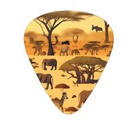 WHJYYXDE Guitar Picks 12 Pieces - Smooth Edges, Variety of Thicknesses for Different Tones - Suitable for Guitars, Ukuleles, and More African grassland animals Prints