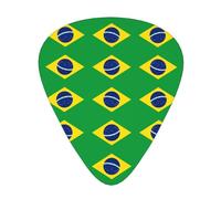 WHJYYXDE Guitar Picks 12 Pieces - Smooth Edges, Variety of Thicknesses for Different Tones - Suitable for Guitars, Ukuleles, and More Brazilian flag Pattern