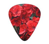 WHJYYXDE Guitar Picks 12 Pieces - Smooth Edges, Variety of Thicknesses for Different Tones - Suitable for Guitars, Ukuleles, and More red geraniums Pattern