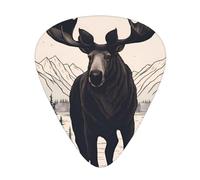 WHJYYXDE Guitar Picks 12 Pieces - Smooth Edges, Variety of Thicknesses for Different Tones - Suitable for Guitars, Ukuleles, and More Moose Bear Deer Pattern