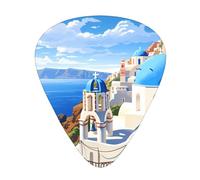 WHJYYXDE Guitar Picks 12 Pieces - Smooth Edges, Variety of Thicknesses for Different Tones - Suitable for Guitars, Ukuleles, and More Santorini Greek Island sea View Prints