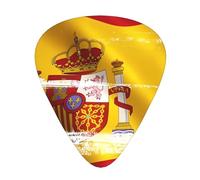 WHJYYXDE Guitar Picks 12 Pieces - Smooth Edges, Variety of Thicknesses for Different Tones - Suitable for Guitars, Ukuleles, and More Spain Flag Pattern