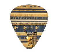 WHJYYXDE Guitar Picks 12 Pieces - Smooth Edges, Variety of Thicknesses for Different Tones - Suitable for Guitars, Ukuleles, and More Egyptian Pharaonic Frescoes Pattern