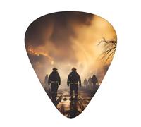 WHJYYXDE Guitar Picks 12 Pieces - Smooth Edges, Variety of Thicknesses for Different Tones - Suitable for Guitars, Ukuleles, and More Firefighters fighting fires Pattern