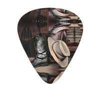 WHJYYXDE Guitar Picks 12 Pieces - Smooth Edges, Variety of Thicknesses for Different Tones - Suitable for Guitars, Ukuleles, and More Cowboy Black Hat Western Boots Prints