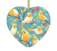 WHJYYXDE Quality Christmas ceramic love pendant - Festive Hanging Ornament for Homes 3 x 2.7 inch cute cockatiel Pattern