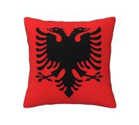 WHJYYXDE Quality Four Seasons Universal Pillowcase 20"x20" Sofa fabric square waist pillow cover, square cushion cover Albanian flag Pattern