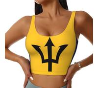 WHJYYXDE Quality Women's Sports Bra Elastic Sports Vest Yoga Tank Top Tops Shirts Quick Soft Flag of Barbados Pattern XL Black