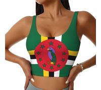 WHJYYXDE Quality Women's Sports Bra Elastic Sports Vest Yoga Tank Top Tops Shirts Quick Soft Flag of The Commonwealth of Dominica Pattern L Black