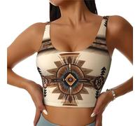 WHJYYXDE Quality Women's Sports Bra Elastic Sports Vest Yoga Tank Top Tops Shirts Quick Soft Native American Painting Prints 2XL Black