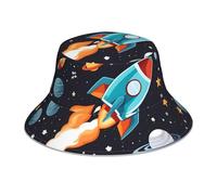 WHJYYXDE Rocket Clipart Space Ship Pattern Quality aldult Reflective Bucket Hat Double-Sided Bucket hat for Men and Women Black